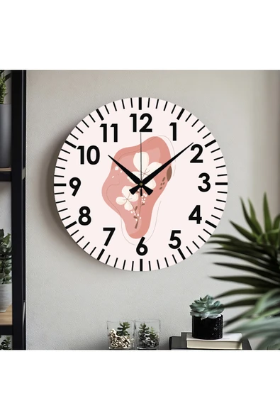 M&H Quality Çiçek desenli Dekoratif Türkçe Rakamlı UV Baskılı Duvar Saati (Sessiz) Akar Mekanizma Metal Akrep ürün görseli 1