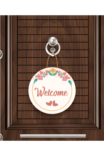 M&H Quality Çiçek Desenli Welcome Kapı Süsü | Kapı Aksesuarı ürün görseli 1