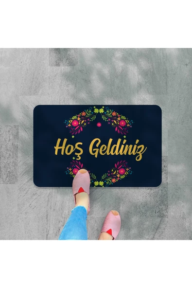 M&H Quality hoş geldiniz yazılır Dekoratif Dış Kapı Önü ve Iç Mekan Paspası yıkanabilir ürün görseli 1