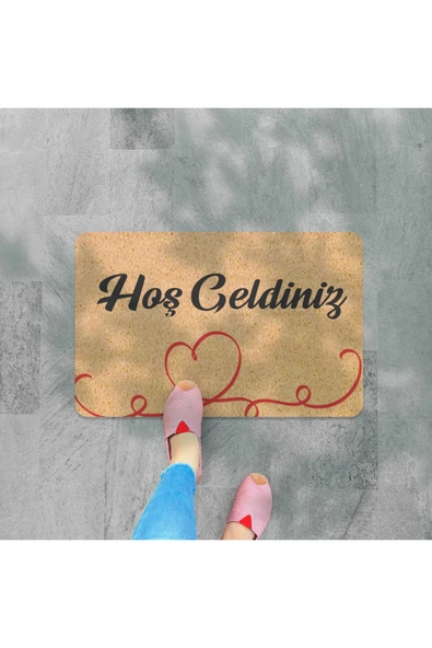 M&H Quality hoş geldiniz yazılır Coco Görünümlü Dekoratif Dış Kapı Önü ve Iç Mekan Paspası ürün görseli 1