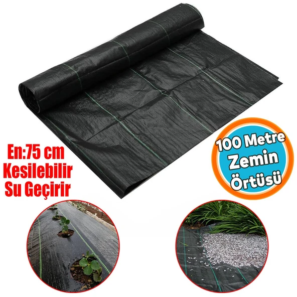 Yer Sergenliği JUT En: 75 cm Malç Sera taban Gölge Sergenlik Örtüsü Yabani Ot Engelleme (100 Metre) ürün görseli 1