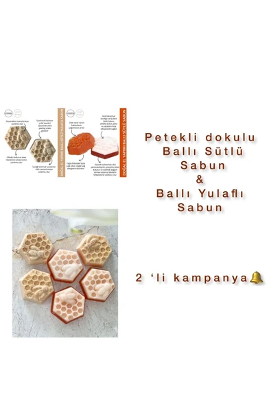 RAVENNA Doğal El Yapımı Petek Dokulu Ballı Sütlü Ve Ballı Yulaflı Sabun 2 Li Kampanya ürün görseli 1