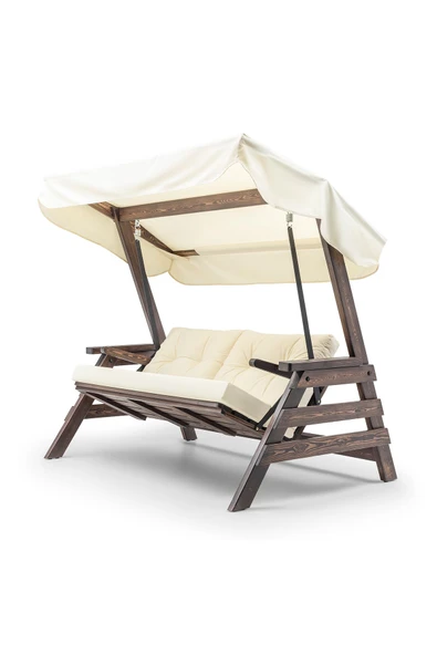 Belek Swing  Ahşap Dış Mekan Bahçe Balkon Ve Teras Salıncağı Krem ürün görseli 1