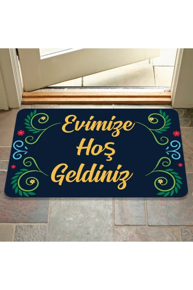 M&H Quality hoş geldiniz yazılır Dekoratif Dış Kapı Önü ve Iç Mekan Paspası yıkanabilir ürün görseli 1