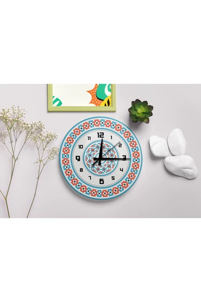 M&H Quality SESSİZ Kanaviçe/Nakış Desenli Otantik Duvar Saati 40cm ürün görseli 1
