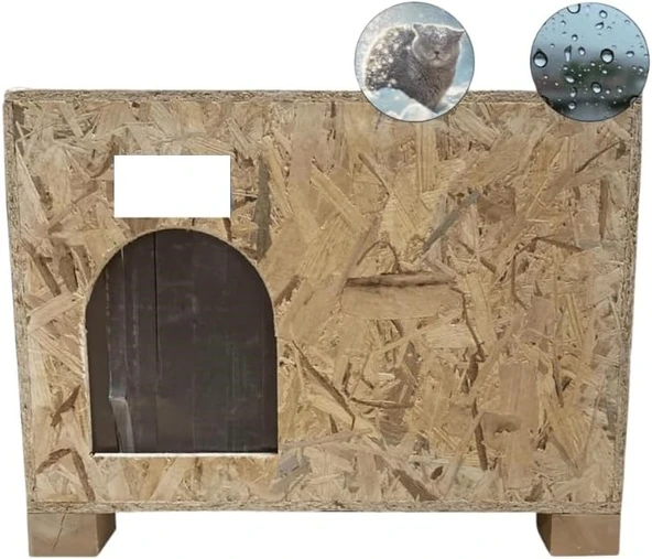 Reyo Kedi Evi Dış Ortam Uygun Ahşap Kedi Evi OSB 61x41x36 cm - CAT48 ürün görseli 1
