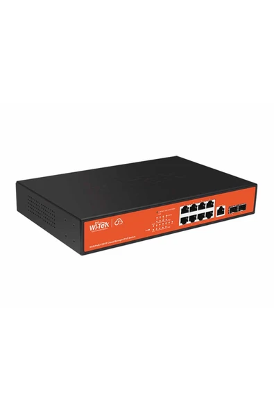 WI-TEK WI-PCES310GF 8 Port 100/1000M(PoE) + 2 Port 100/1000M Uplink Cloud Managed PoE SWITCH ürün görseli 1