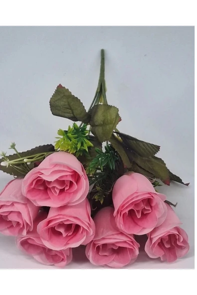 yapay çiçek evi Şeker pembe yakamoz gülü 35 cm 7 kafalı ev vazo dekor süsü ürün görseli 1