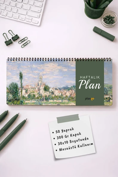 Tarihsiz Spiralli Haftalık Masaüstü Planlayıcı - KALE - 10x30 cm Plango ürün görseli 1