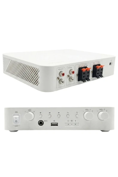 Hikvision DS-QAE0A60G1-VB 60W 2 Bölgeli Analog Amfi Amplifikatör USB/Bluetooth/Mik/RCA ürün görseli 1