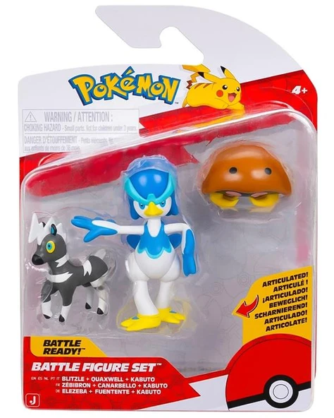 Pokemon Battle 3 Lü Aksiyon Figürü Blitzle Quaxwell ve Kabuto PKW4094 ürün görseli 1