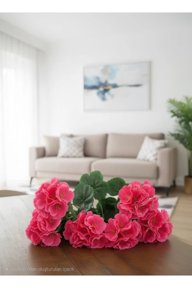 yapay çiçek evi Yapay Çiçek Büyük Sardunya 7 DALLI Demet 40 cm PEMBE ürün görseli 1