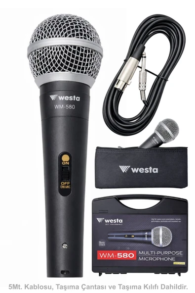 Westa Wm-580 Profesyonel El Mikrofonu Kablolu Dinamik Mikrofon (Okul, Cami, Sahne V.b. İçin) ürün görseli 1
