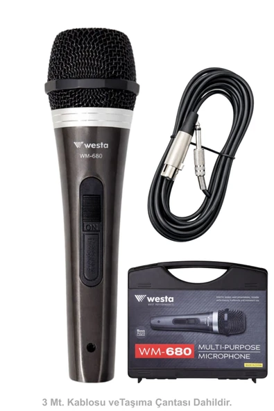 Westa Wm-680 Kablolu El Mikrofonu Çantalı Dinamik Mikrofon ürün görseli 1