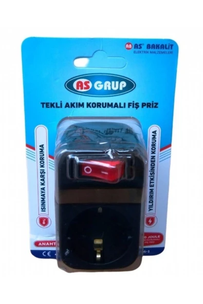 Marka Asgrup Tekli Akım Korumalı Fiş Priz ürün görseli 1