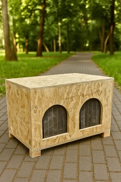 Reyo Pet OSB Ahşap Kedi Evi Çift Bölmeli, Dış Mekan Kullanıma Uygun CAT50 ürün görseli 1