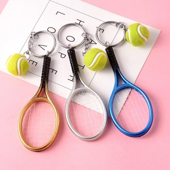 Gerçekçi Tenis Raketi Tasarımlı Şık Anahtarlık Kolye Çanta Süsü Tennis Keychain (4915) ürün görseli 1