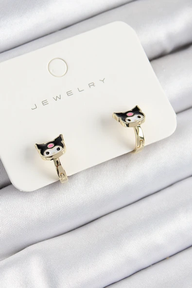 Pirinç Kuromi Model Gold Renk Çocuk Küpe ürün görseli 1