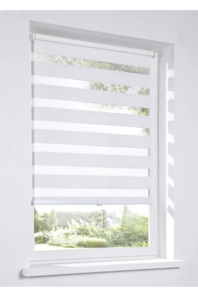 Kidmex Beyaz Bambu Zebra Stor Güneşlik Perde - Resim 2