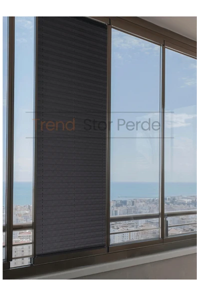 TREND STOR PERDE Antrasit Plise Katlanır Cam Balkon Perdesi - Ofis Perdesi - Salon Perdesi - 010 ürün görseli 1