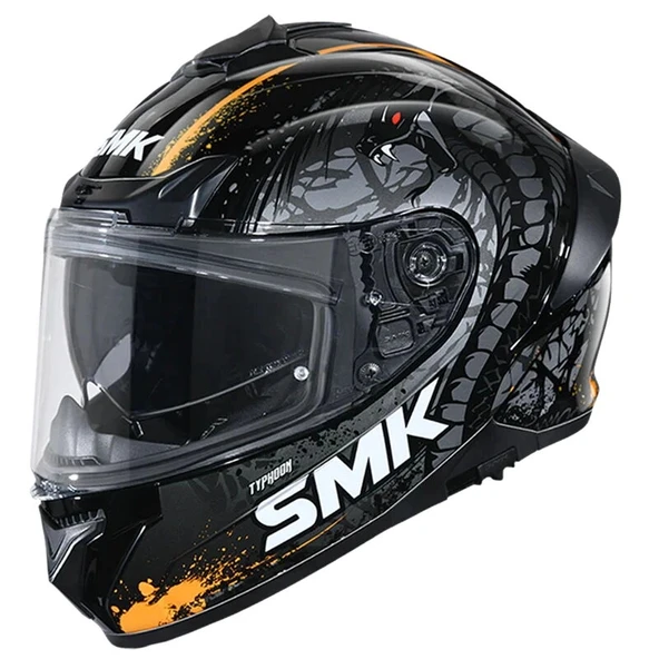 SMK TYPHOON REPTİLE SİYAH-GRİ-TURUNCU DRAGON KAPALI KASK (GÜNEŞ VİZÖRLÜ) ürün görseli 1