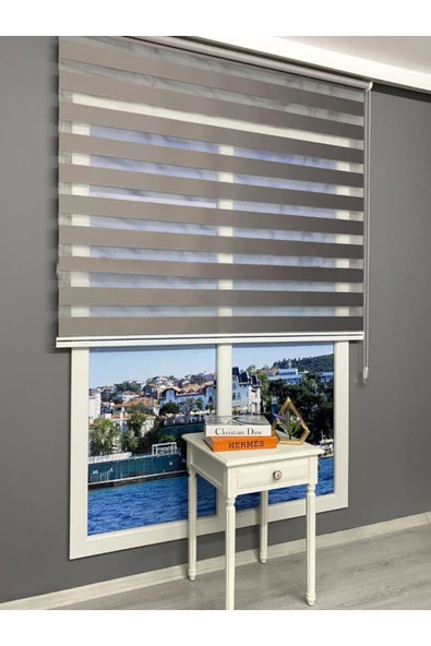 TREND STOR PERDE Antrasit Bambu Düz Zebra Stor Güneşlik Perde - Resim 3