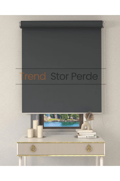 TREND STOR PERDE Gri Stor Etek Dilimsiz Zebra Stor Güneşlik Perde ürün görseli 1