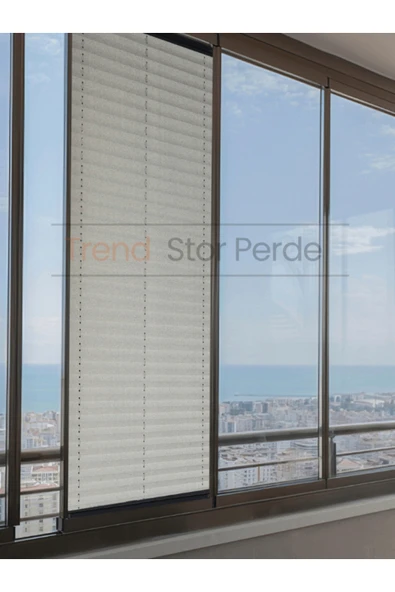 TREND STOR PERDE Gri Blackout Plise %100 Işık Karatma Katlanır Cam Balkon Perdesi - Salon Perdesi-002 ürün görseli 1
