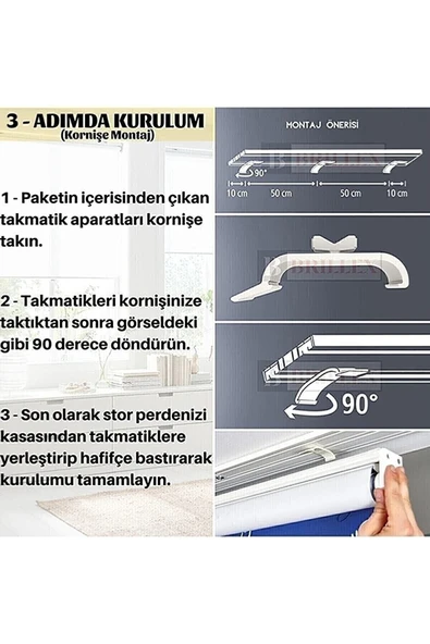Kidmex Beyaz Keten Modern Stor Perde Eteksiz - Resim 8
