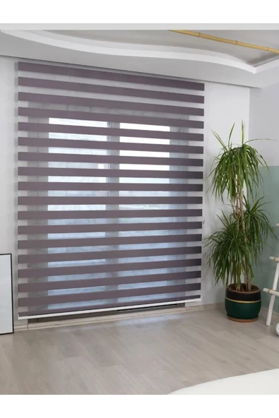 TREND STOR PERDE Antrasit Bambu Düz Zebra Stor Güneşlik Perde ürün görseli 1