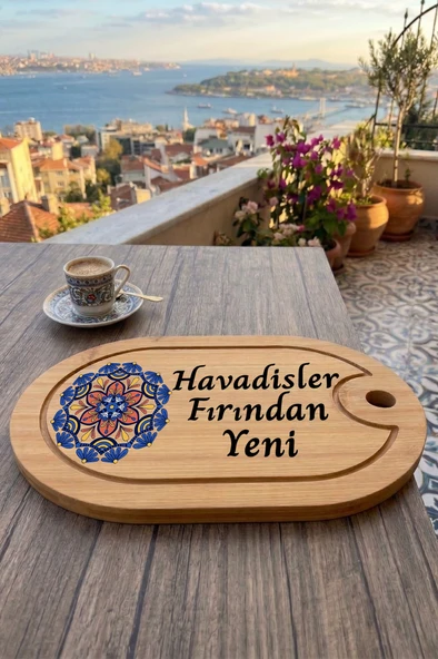 Havadisler Temalı Afilli Kahve Sunum Tablası ürün görseli 1