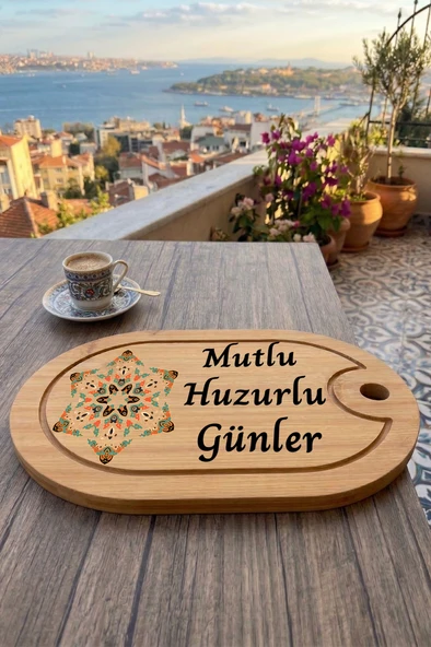 Kahve Keyfi Temalı Afilli Kahve Sunum Tablası (Figür 7) ürün görseli 1
