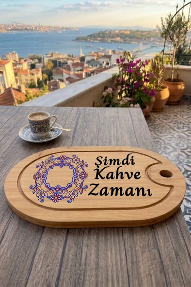 Kahve Keyfi Temalı Afilli Kahve Sunum Tablası ürün görseli 1