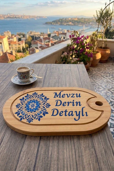 Kahve Keyfi Temalı Afilli Kahve Sunum Tablası (Figür 2) ürün görseli 1