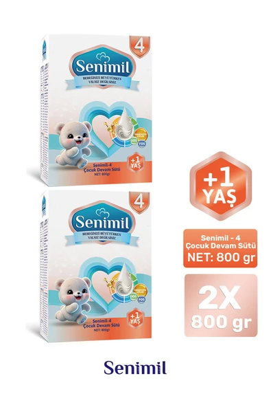 SENİMİL 4 ÇOCUK DEVAM SÜTÜ 800 GR (+1 YAŞ) 2 Lİ AVANTAJ PAKETİ ürün görseli 1