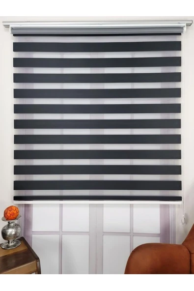 TREND STOR PERDE Siyah Bambu Düz Zebra Stor Güneşlik Perde ürün görseli 1