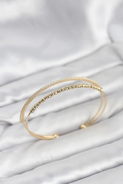 Dorika Model Pirinç Gold Renk Kadın Bileklik ürün görseli 1