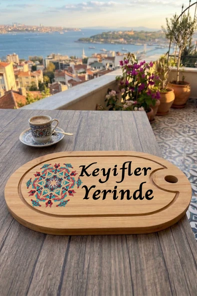 Kahve Keyfi Temalı Afilli Kahve Sunum Tablası (Figür 6) ürün görseli 1