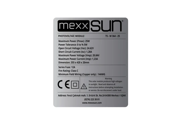 25W Solar Panel - Resim 2