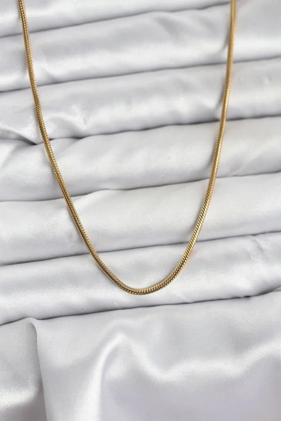 316L Çelik Zincir Gold Renk 60 cm Yılan Zincir Kadın Kolye ürün görseli 1