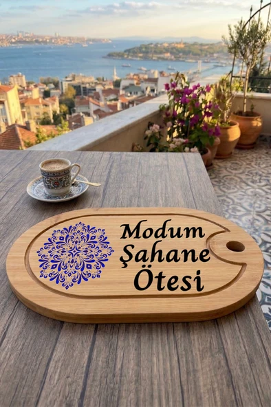 Kahve Keyfi Temalı Afilli Kahve Sunum Tablası ürün görseli 1