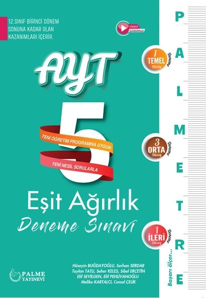Palme Yayınevi Hazırlık Yks 1. Dönem Ayt 5 Deneme Sınavı Eşit Ağırlık Palmetre ürün görseli 1