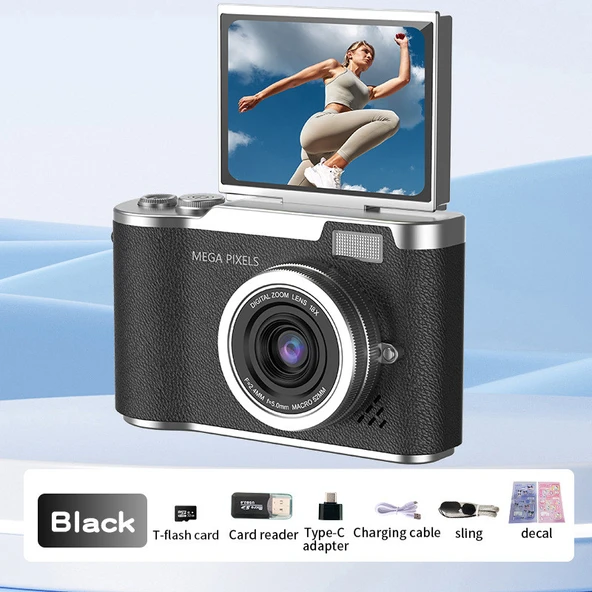 LK007 4K Dijital Kamera 8x Zoom, Otomatik Odaklama ve Ccd Sensörü ile Kompakt Vlog Kamerası (Sd Kart- Kart Okuyucu Hediye) ürün görseli 1