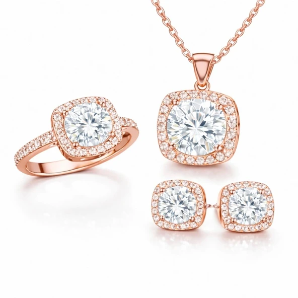 Gümüş Rose Kare Montür Kadın Set ürün görseli 1