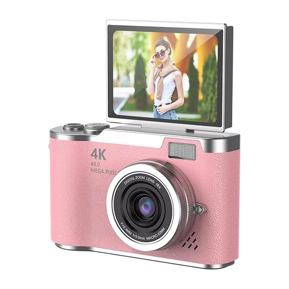 LK007 4K Dijital Kamera 8x Zoom, Otomatik Odaklama ve Ccd Sensörü ile Kompakt Vlog Kamerası (Sd Kart- Kart Okuyucu Hediye) ürün görseli 1
