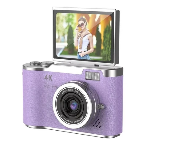 LK007 4K Dijital Kamera 8x Zoom, Otomatik Odaklama ve Ccd Sensörü ile Kompakt Vlog Kamerası (Sd Kart- Kart Okuyucu Hediye) ürün görseli 1