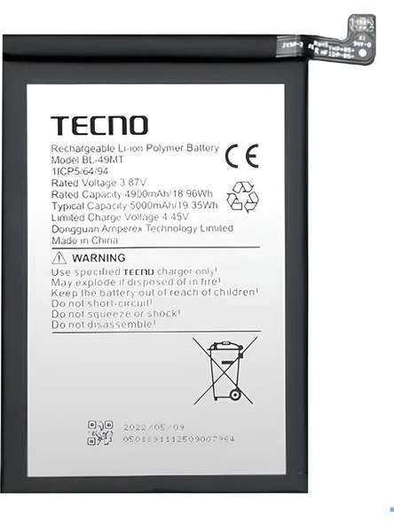 Tecno Camon 19 PRO Batarya Pil Sıfır BL-49MT ürün görseli 1