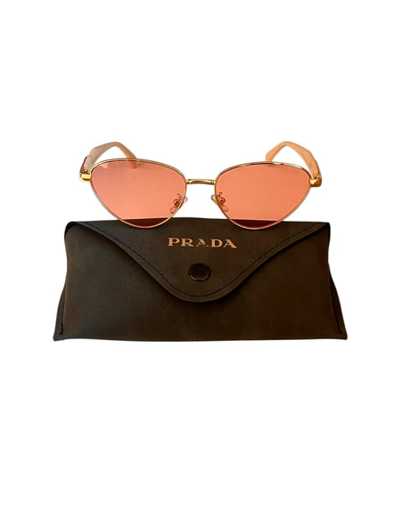PRADA GOLD DETAYLI CAM PEMBE RENK ŞIK NEW SEAON KADIN GÜNEŞ GÖZLÜĞÜ ürün görseli 1