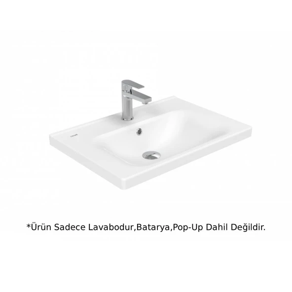 Creavit EK065 Eksen Etajerli Lavabo 65 cm - Beyaz ürün görseli 1