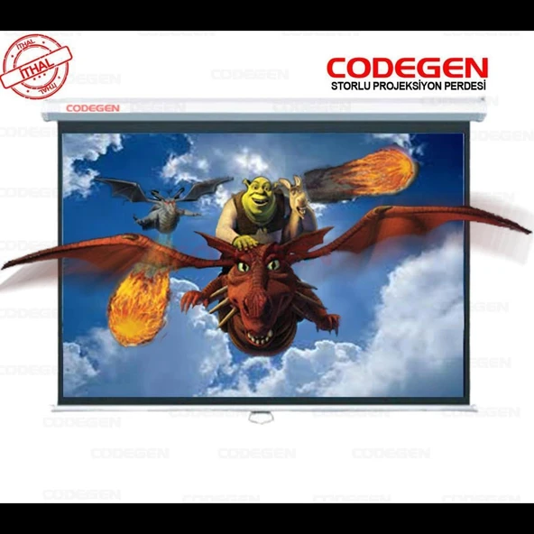 Codegen AX-20 STORLU PROJEKSİYON PERDESİ 200x200 (Arkası Siyah Fonlu - Duvar/Tavan Asılabilir) ürün görseli 1